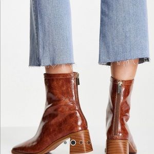 ASOS DESIGN Wide Fit Raider mid-her ankle boots in tan